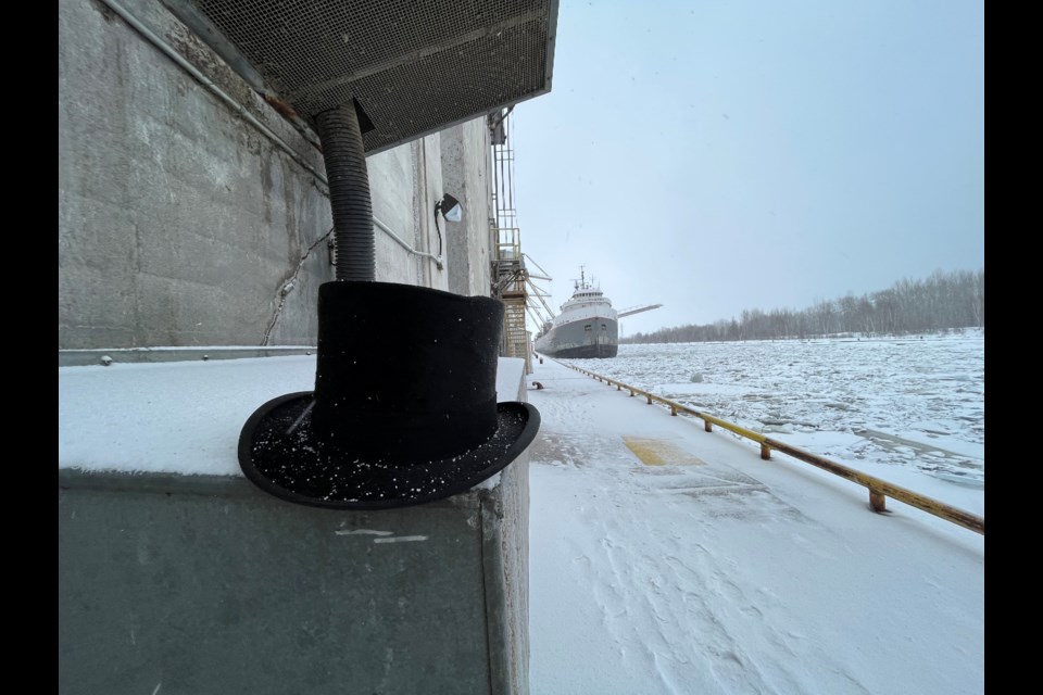 The MV Michipicoten earned the Port of Thunder Bay's Top Hat for opening the 2022 navigation season (Thunder Bay Port Authority photo)
