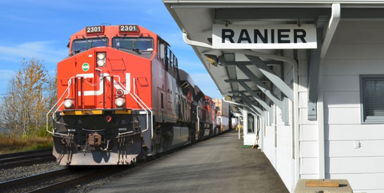 Trains arriving in the U.S. from Canada are inspected at Ranier, MN, near International Falls (CN photo)