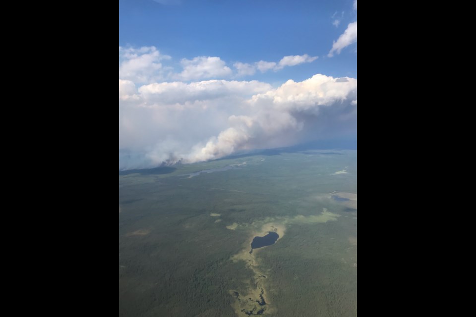 Red Lake fire # 23, eight kilometres south of Keewaywin First Nation, was one of 19 active fires in Northwestern Ontario as of Monday morning (MNRF photo)