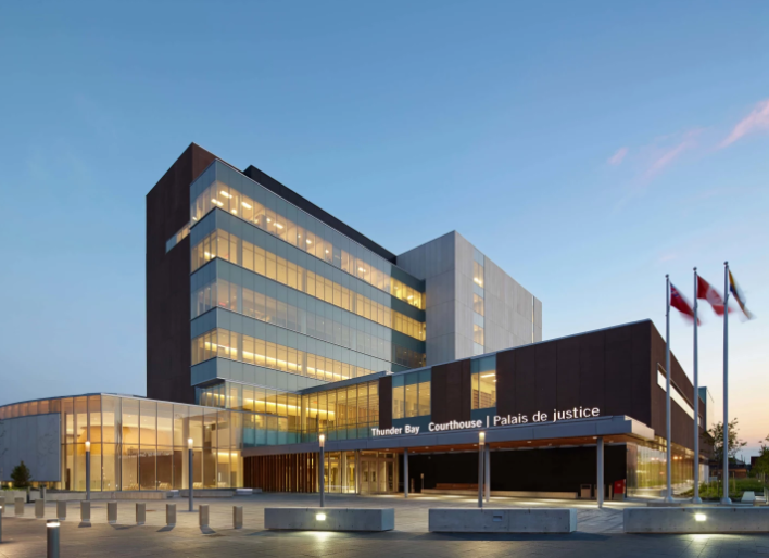 Thunder Bay courthouse evening