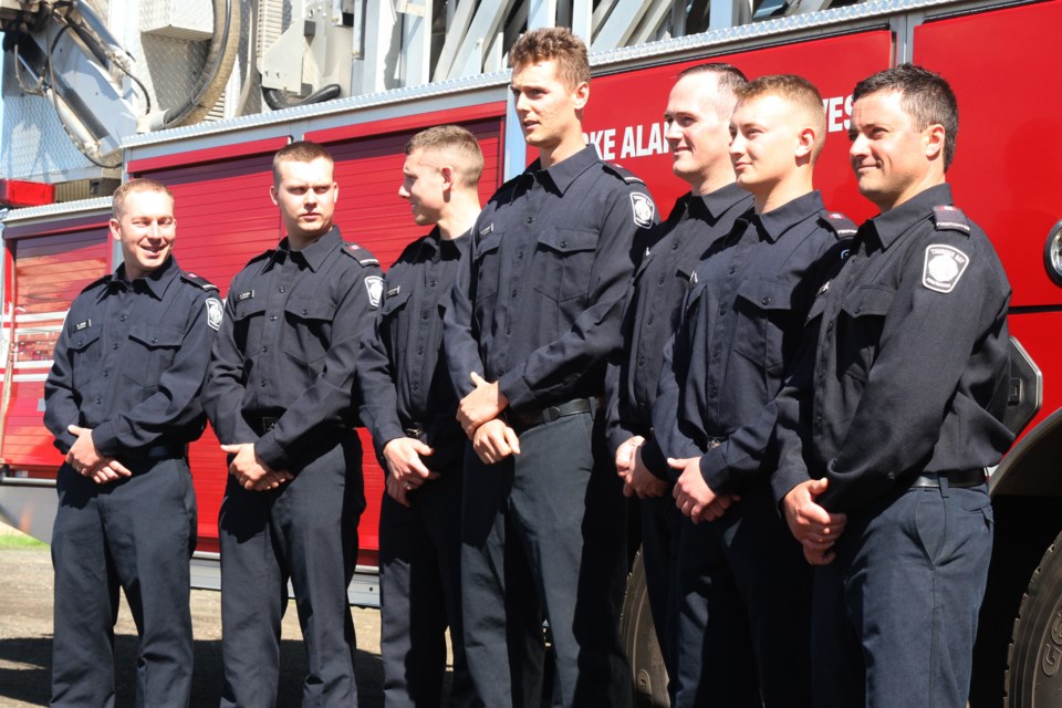 Seven new recruits for the Thunder Bay fire rescue service celebrated their graduation from a 22-week course on June 15, 2019 (TBNewswatch file)