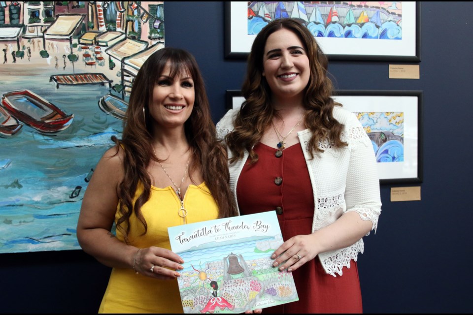 Illustrator Caterina Tolone (left) and author, Leah Nadin, celebrated the release of Tarantella to Thunder Bay on Sunday. (Photo by Doug Diaczuk - Tbnewswatch.com). 