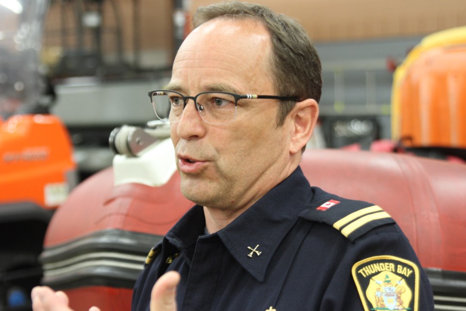 Eric Nordlund, speaking to reporters on Tuesday, July 2, said the response time for fires of FWFN are too long. (Michael Charlebois, tbnewswatch)