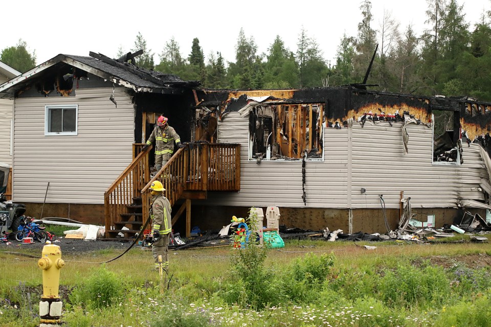Thunder Bay Fire Rescue crews battled for hours on Sunday, June 30, 2019 to bring a fire under control at a Little Lake Road home on Fort William First Nation. (Leith Dunick, tbnewswatch.com)