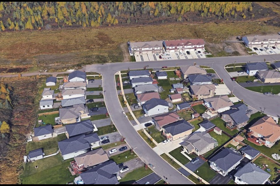 An aerial view of existing development in the Parkdale subdivision, west of the Thunder Bay Expressway. (File photo)