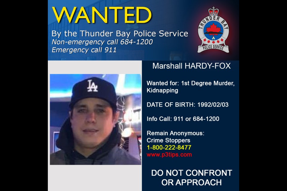 Marshall Hardy-Fox is wanted for first-degree murder in connection to the death of Lee Chiodo. (Police handout). 