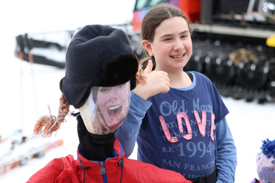 Adelaigh Kempton next to Mountain Meekeela during the annual Dummy Downhill event at Loch Lomond on Sunday. (Photos by Doug Diaczuk - Tbnewswatch.com)
