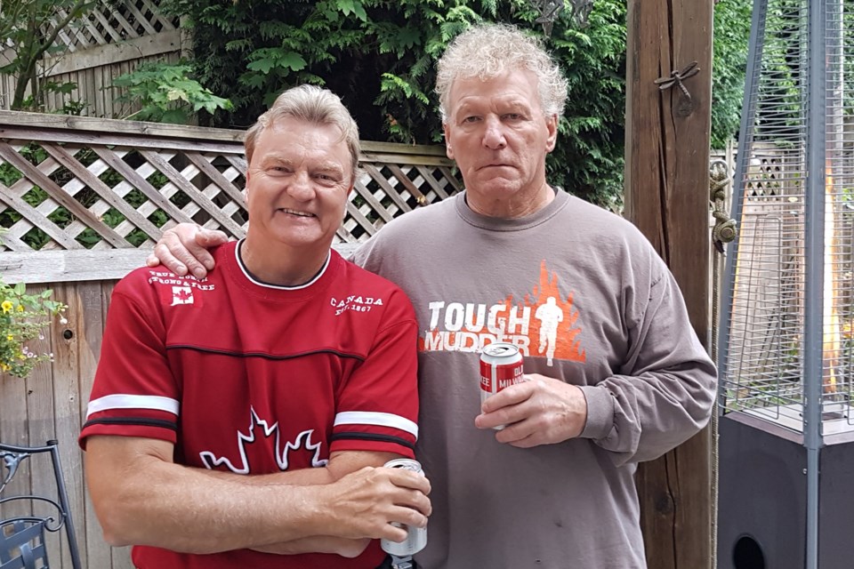 Author Liam Maguire (left) and Bill (Goldie) Goldthorpe have teamed up to tell the tale of one of hockey's most colourful characters. (Photo supplied)