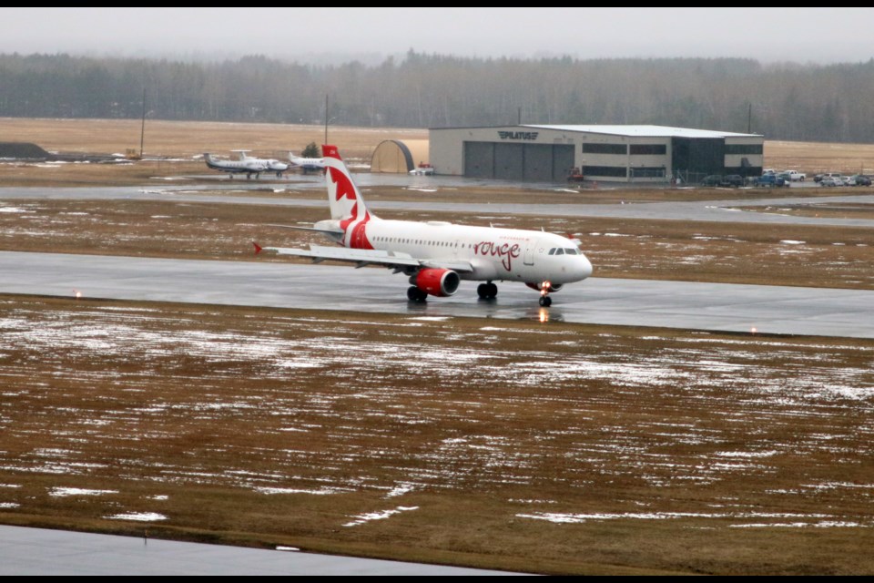 The Air Canada Rouge jet will fly three daily flights between Toronto and Thunder Bay, down from the previous six daily weekday flights. 