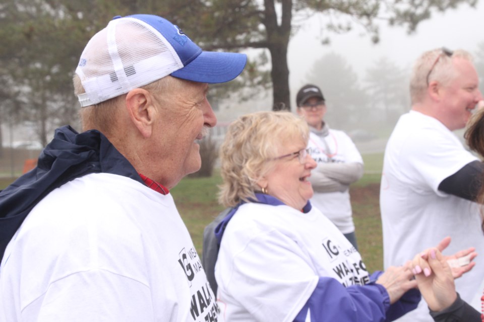 Bob (left) and Bonnie Paajanen at the 25th annual Alzheimer's walk. (Michael Charlebois, tbnewswatch)