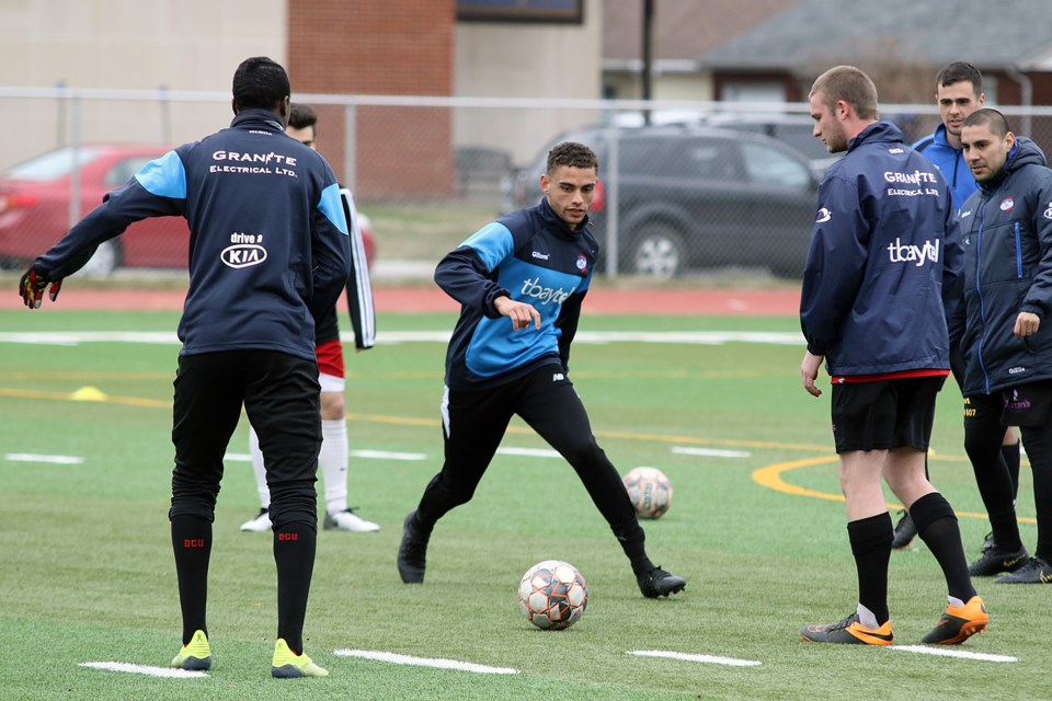 The Chill take part in training-camp drills on Wednesday, May 8, 2019 at St. Patrick High School. (Leith Dunick, tbnewswatch.com)