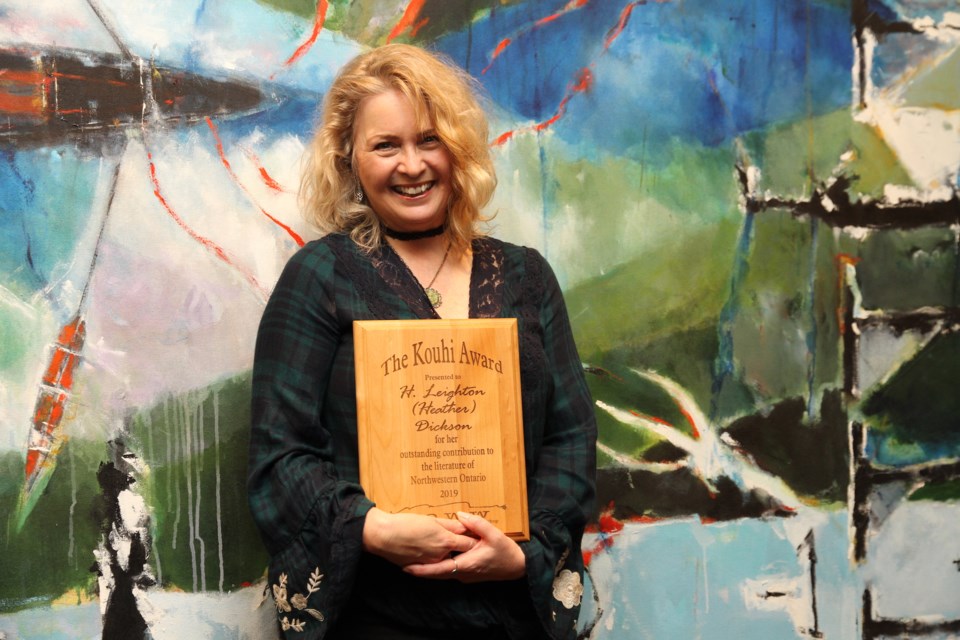 Heather Dickson received the Kouhi Award, recognizing outstanding contributions to the literature of Northwestern Ontario during the 2019 Write NOWW LitFest. (Photos by Marty Mascarin). 