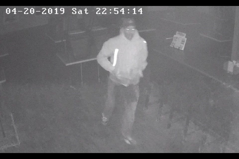 This suspect is wanted for questioning in an April 20, 2019 break-in at the Salsbury Grill Restaurant. (Police handout)