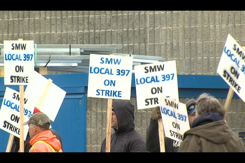 Members of the Sheet Metal Workers International Assn. walked off the job on Monday, May 6 (Tyler Kelaher/TBTV)