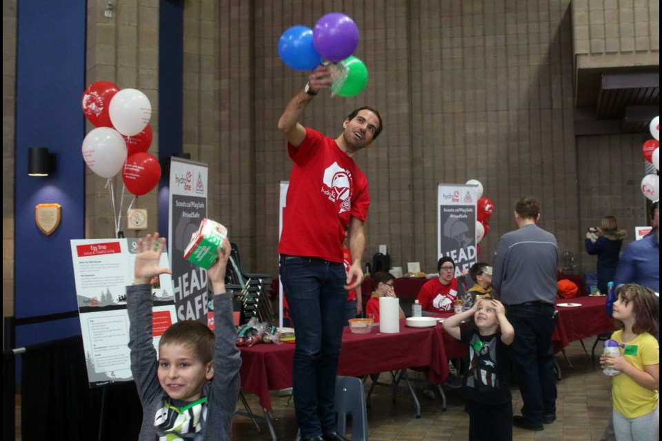 Kids got a chance to learn about proper protection with an egg drop during the Head Safe initiative on Saturday. (Photos by Doug Diaczuk - Tbnewswatch.com). 