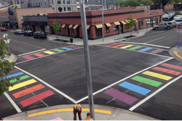 The rainbow crosswalks would be added at the Bay and Algoma Street intersection and the Donald and May Street intersection. 
