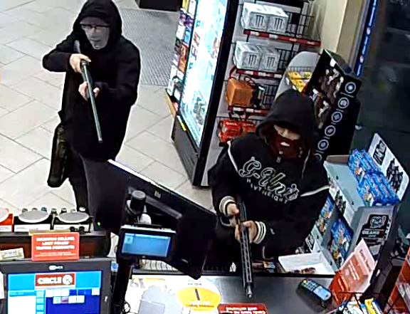 A second suspect in an armed robbery last weekend remains at large. 