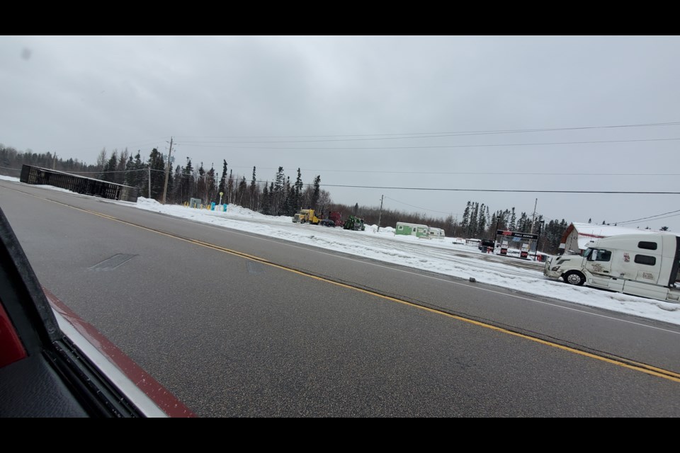 The collision left the eastbound lane of the highway closed for several hours (Adam Riley/TBTV photo)