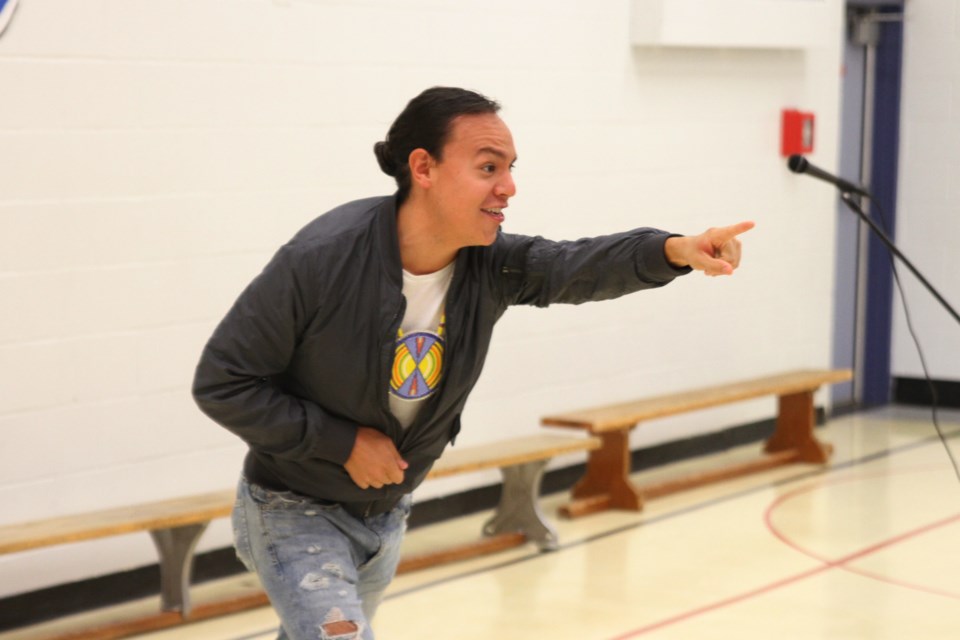 Max FineDay talking to students at Edgewater Park Public School on Wednesday 18, 2019. (Michael Charlebois, tbnewswatch)