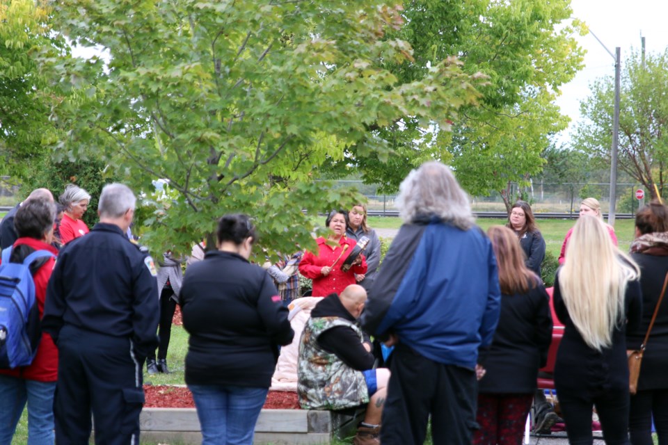 A ceremony was held outside of Thunder Bay Shelter House to honour the memory of members of the vulnerable community who have passed away this past year. (Photos by Doug Diaczuk - Tbnewswatch.com). 