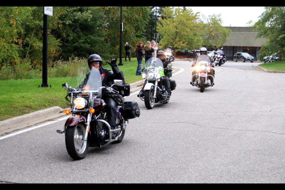 Dozens of women motorcyclists depart the Terry Fox Lookout for Wawa as part of the world wide movement, the Women Riders World Relay. (Photos by Doug Diaczuk - Tbnewswatch.com).  