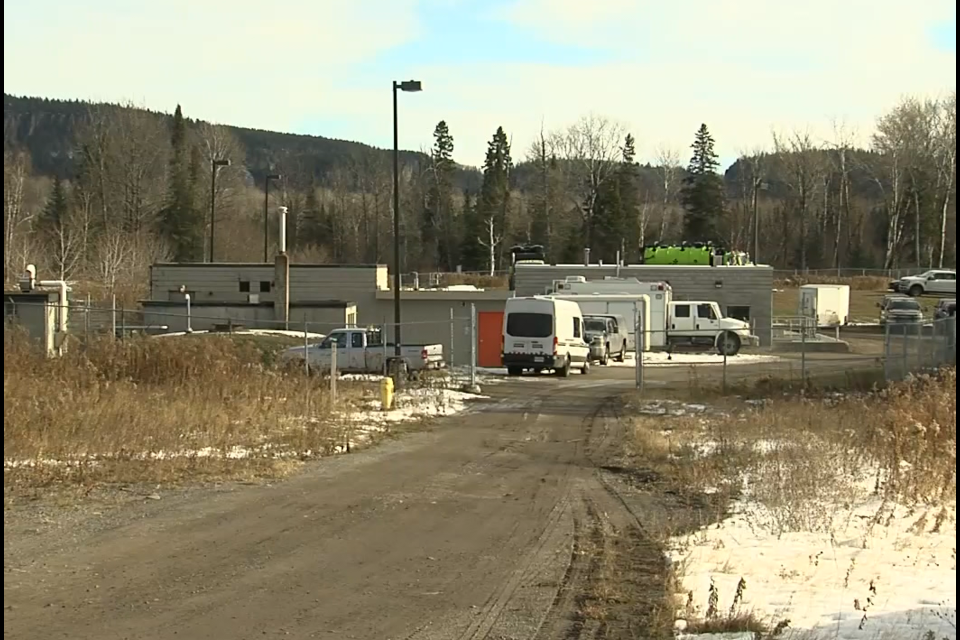 Several OPP specialized teams are involved in a search at Nipigon's sewage plant (Adam Riley/TBTV photo)