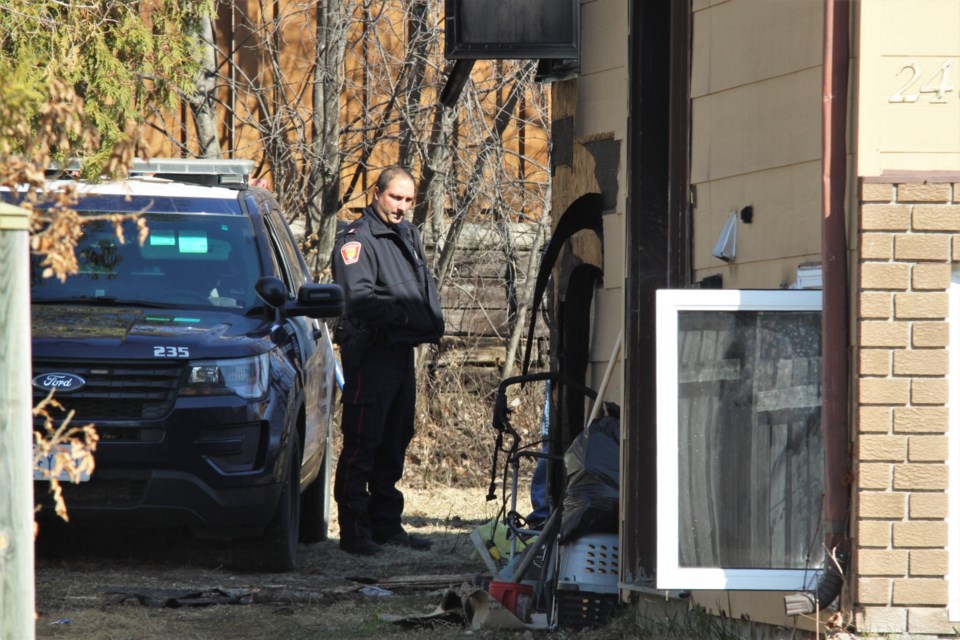 Thunder Bay police were on the scene of a structural fire on Carl Avenue Tuesday morning. (Photos by Ian Kaufman, tbnewswatch.com)