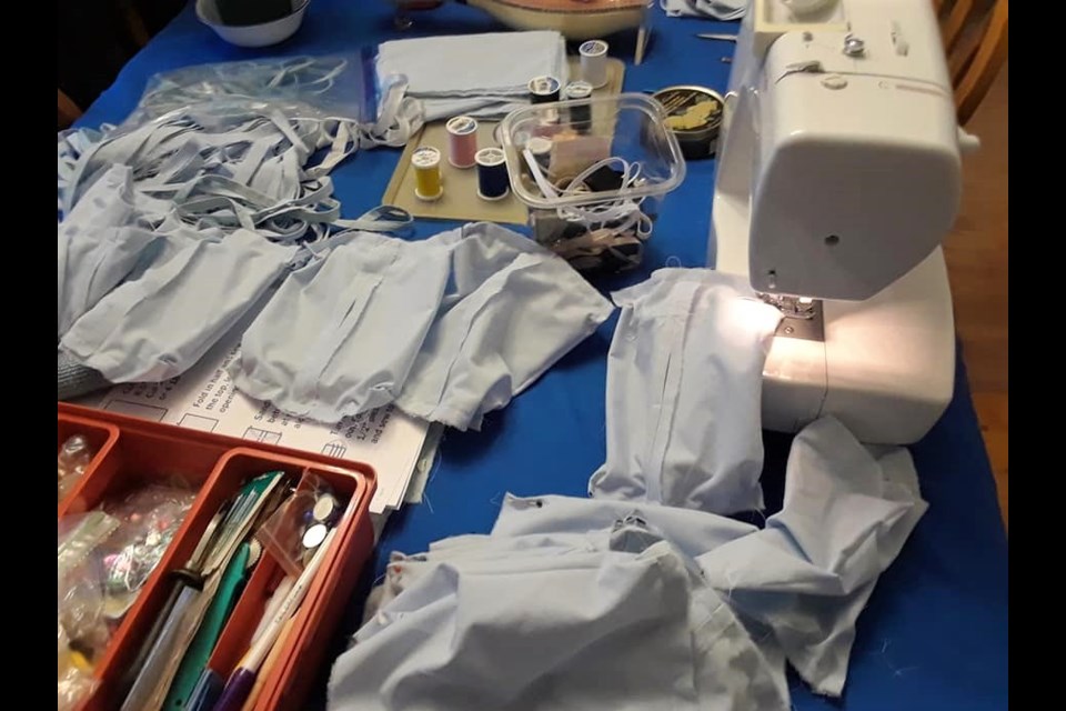 A group of volunteers is making masks by the thousands for Thunder Bay health care workers. (Photo courtesy Masks for Thunder Bay Healthcare Workers)