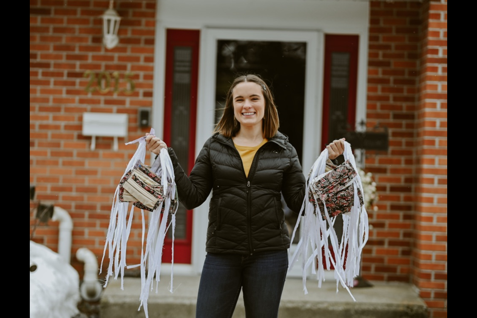 Olivia Young had made almost 100 face masks by Monday morning (submitted photo)