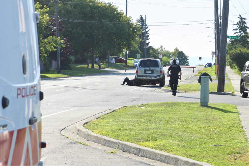 Police investigated a collision near John Street and Ray Boulevard Thursday morning. (Photos by Ian Kaufman, tbnewswatch.com)