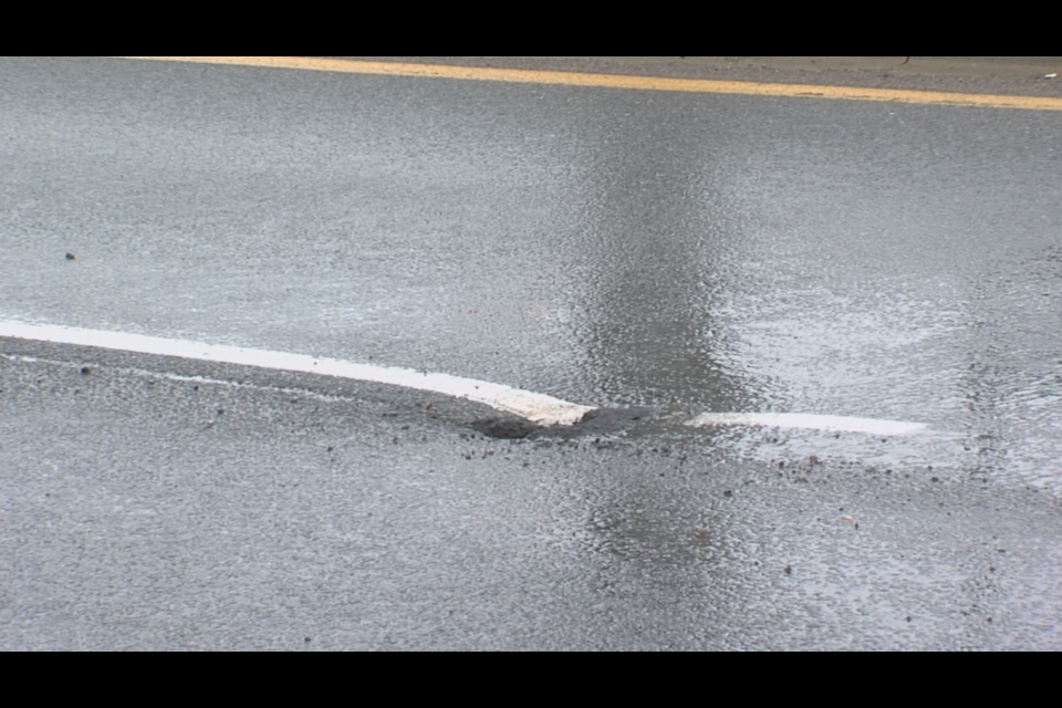 The sinkhole reportedly developed during a period of heavy rain on Monday afternoon (Michael Mohorovich/TBTV photo)