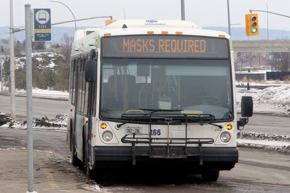 Thunder Bay transit masks required sign