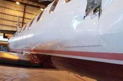 A damaged Bearskin Airlines plane that crashed on takeoff in February is now selling for salvage. (salvagesale.com)