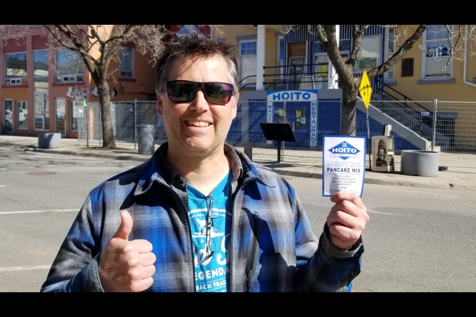 Steven Scollie, a director of the Finlandia Co-op, is pictured outside the Hoito Restaurant on Bay Street on May 11, 2021 (Cory Nordstrom/TBTV photo)