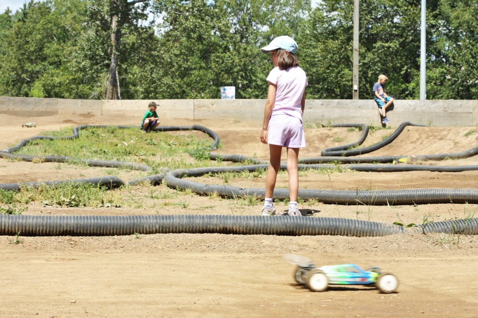 Maddie Loda, 9, looks on at a Lakehead Radio Controlled Car Club race Sunday. (Photos by Ian Kaufman, tbnewswatch.com)