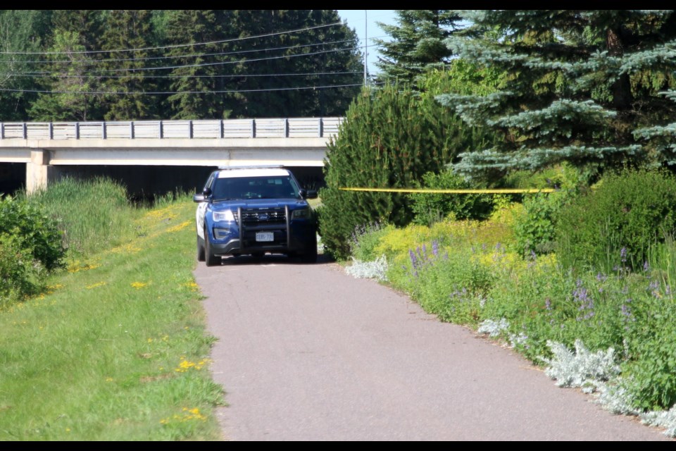 Police continue to hold the scene on Williams Street where a passerby located a deceased person Thursday afternoon. (Photos by Doug Diaczuk - Tbnewswatch.com). 