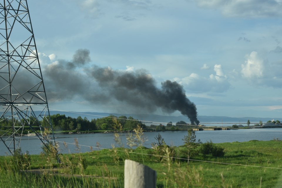 Thunder Bay Fire Rescue responded to a fire involving two cement trucks in the Island Drive bridge area Friday. (Adam Sabaz)