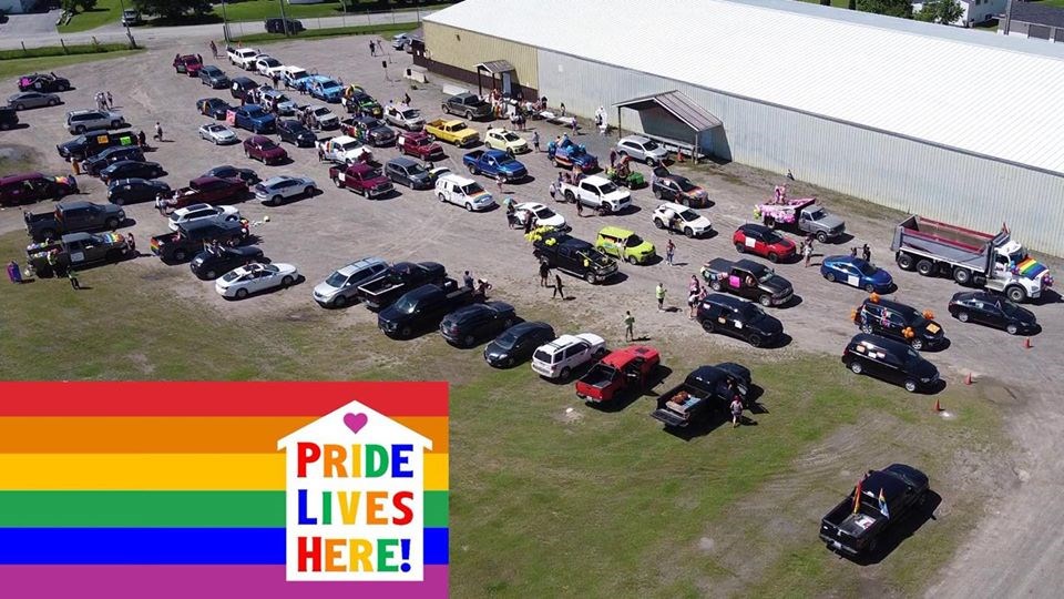 Nearly 75 vehicles participated in the Emo Ambush last Saturday. (Photo courtesy of Borderland Pride). 