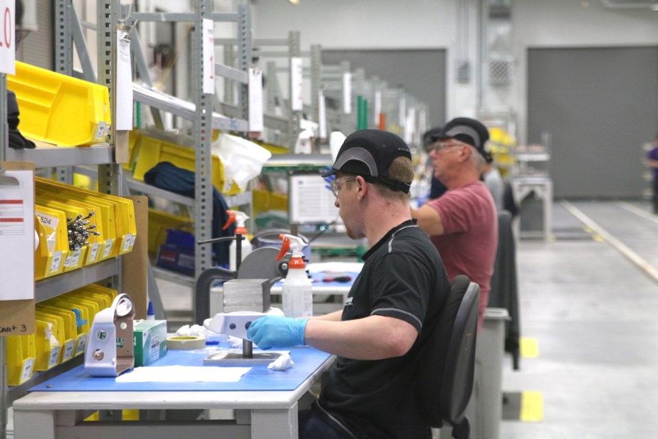 Workers at the Thunder Bay Bombardier plant have begun work on manufacturing components for ventilators. (Photos by Doug Diaczuk - Tbnewswatch.com). 