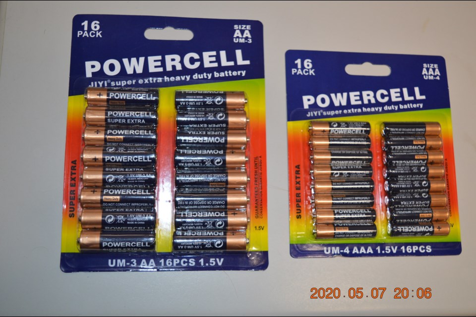 U.S. border officials seized nearly 15,000 packages of counterfeit batteries Thursday. (Submitted photo)