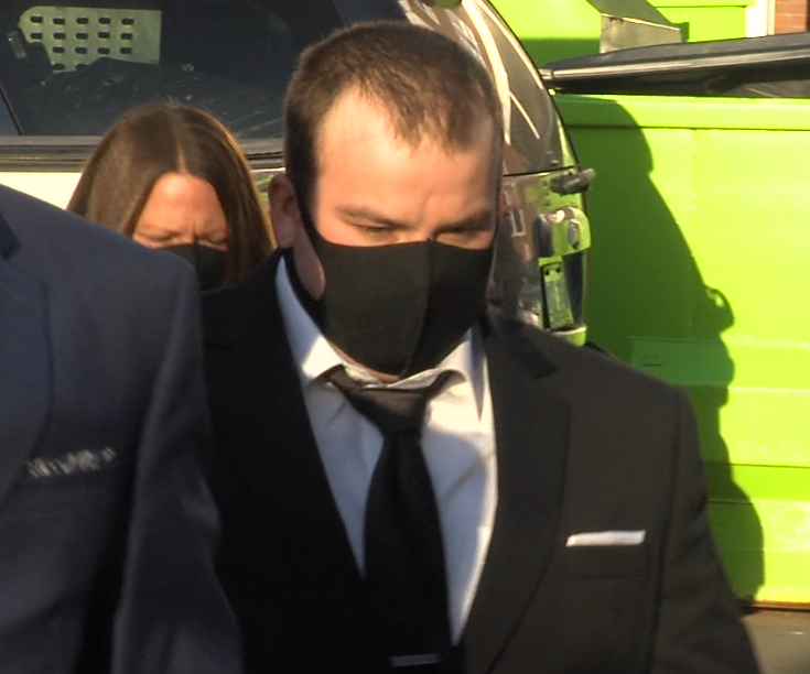 Brayden Bushby arrives at the Courthouse Hotel on Monday, Nov. 2, 2020 for the start of his manslaughter trial in the death of Barbara Kentner. (Cory Nordstrom, Thunder Bay Television)