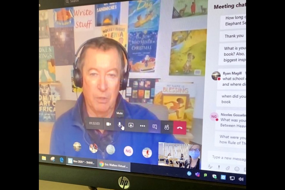 Author Eric Walters paid a virtual visit to students at Claude E. Garton Public School on Thursday. (Photos supplied). 