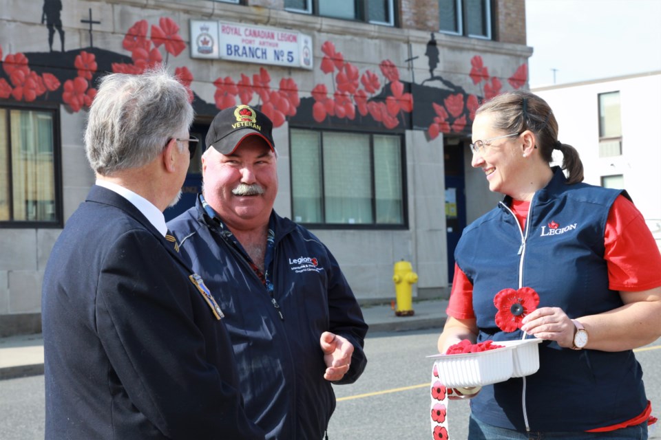 Organizers with local veterans groups are planning for a Remembrance Day like no other. From left, Les Newman, Ken Milenko, and Sharon Scott. (Ian Kaufman, tbnewswatch.com)