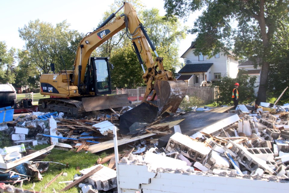 Demolition at Dease Pool began this week. (Photos by Doug Diaczuk - Tbnewswatch.com). 