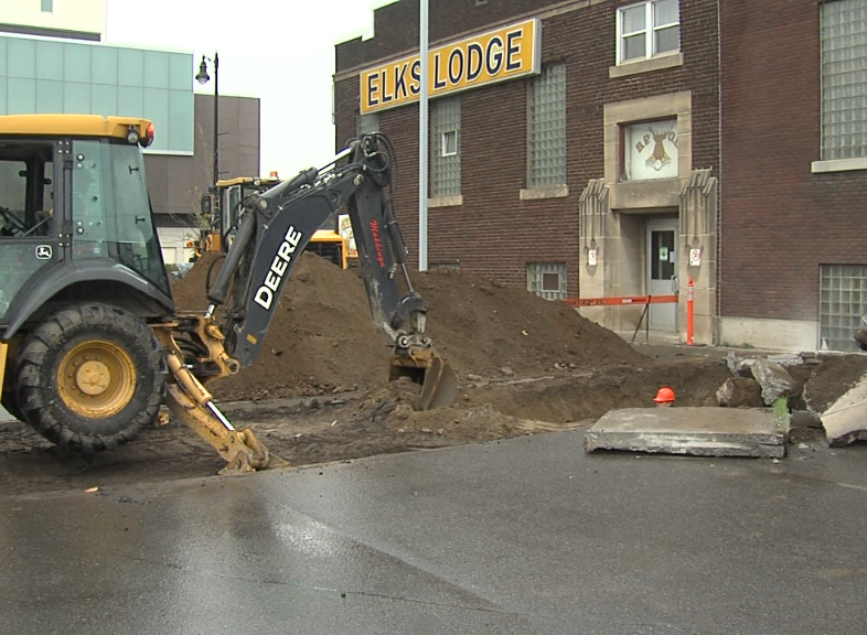 The city had to put in a new pipe after learning a decommissioned sewer  was still connected to the Elks Lodge on Syndicate Avenue (Cory Nordstrom/TBTV photo)