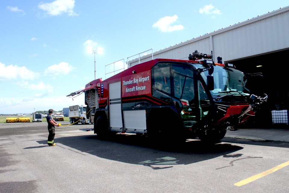 Thunder Bay Airport new fire trucks (Justin Hardy / tbnewswatch.com)