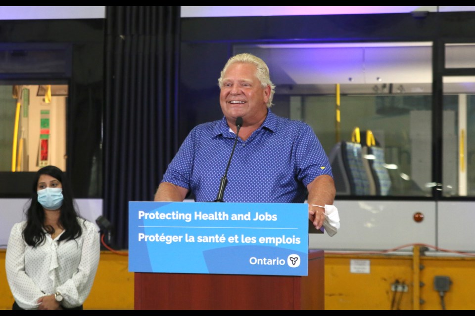 Ontario Premier Doug Ford was in Thunder Bay on Tuesday where he addressed workers at the Alstom plant. (Photos by Doug Diaczuk - Tbnewswatch.com). 