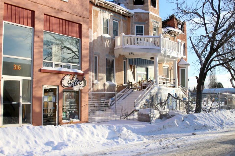 Calico Coffeehouse next-door to the Finnish Labour Temple sustained some water damage as a result of a fire that destroyed the neighbouring structure, but the full extent of the damage is not yet known. (Photos by Doug Diaczuk - Tbnewswatch.com). 