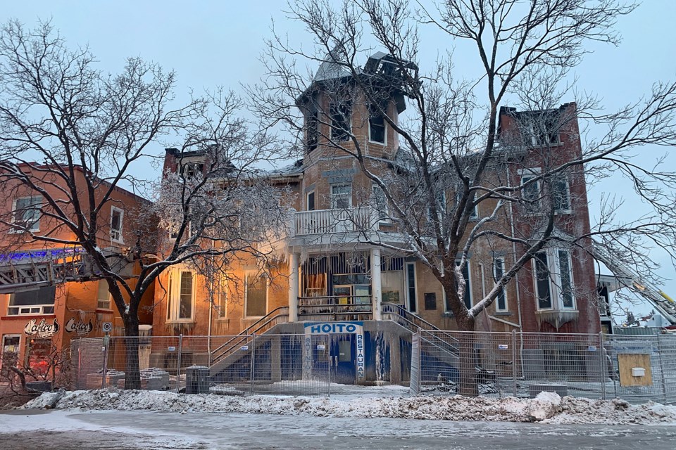 The aftermath of the fire that gutted the Finnish Labour Temple on Wednesday, Dec. 22, 2021. (Leith Dunick, tbnewswatch.com)