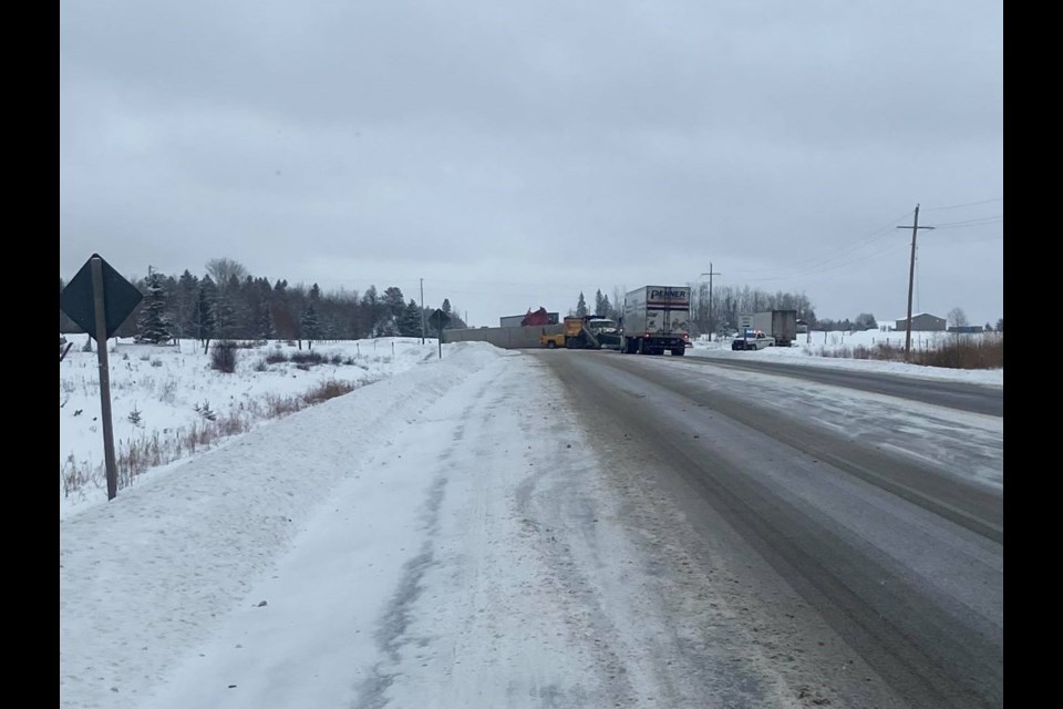 A collision about 20 kilometres west of Dryden closed a stretch of Highway 17 Sunday. (Photo courtesy of Kate Pollard)